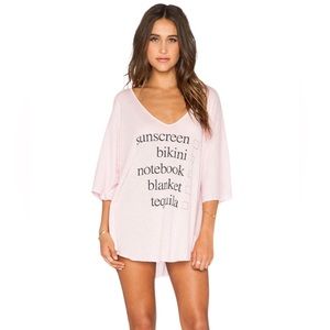 Wildfox + Swim Pink Bamboo Weekend Trip Tahiti Tunic